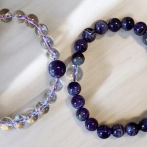 Bracelets connectés améthyste/cristal de roche