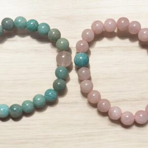 Bracelets connectés amazonite/quartz rose