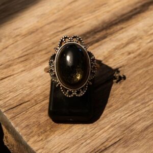 Bague Obsidienne dorée