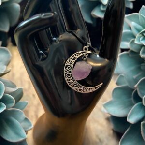 Pendentif Lune améthyste brute